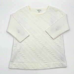 UEC Escada knit texture top 3/4 sleeves off white small